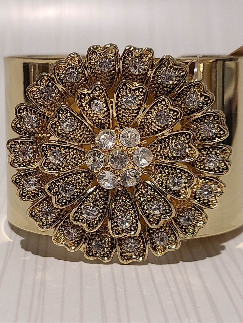 5 FOR 20 Gold Crystal Floral Cuff Bracelet - Women Jewelry BUNDLE 5 FOR 20